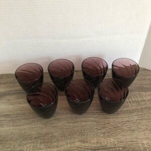 Vtg Hazel Atlas Moroccan Amethyst Swirl Juice Glasses